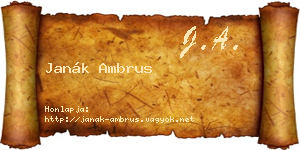 Janák Ambrus névjegykártya
